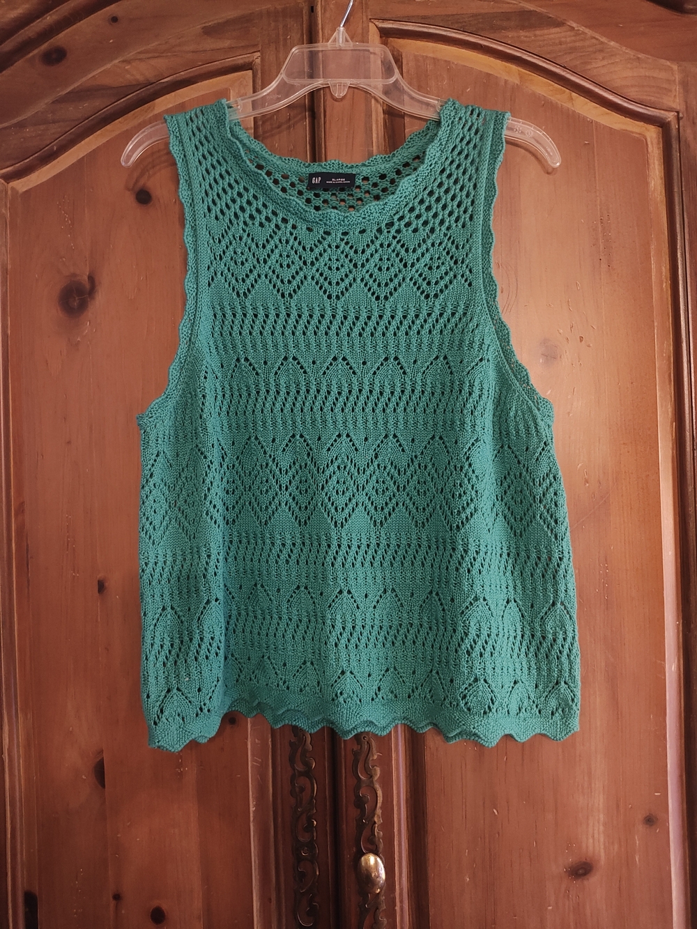 GAP Green Crochet Knit Tank Top